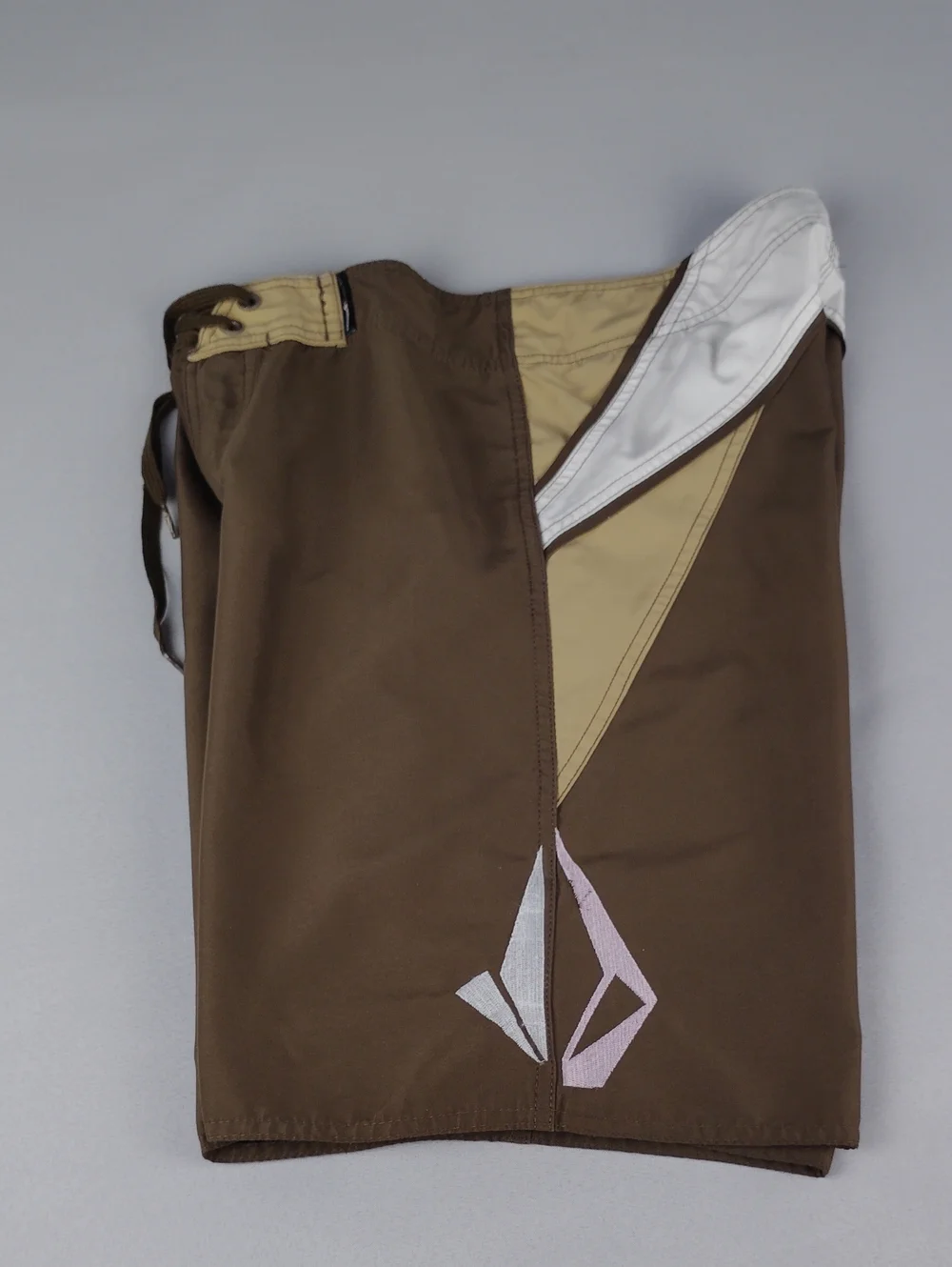 Volcom Brown Boardshorts with Yellow Graphic Accents